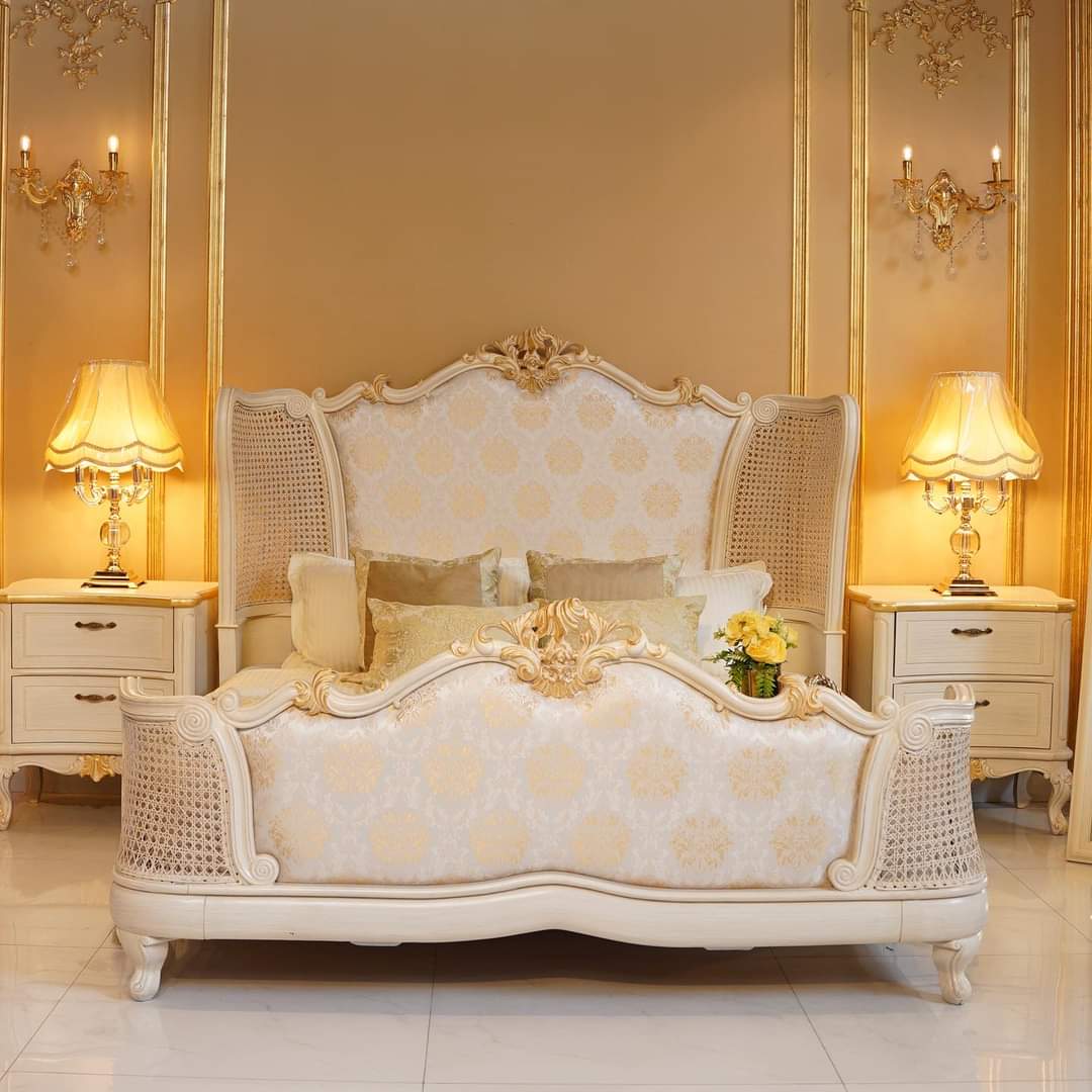 French Gold & White Bed Set