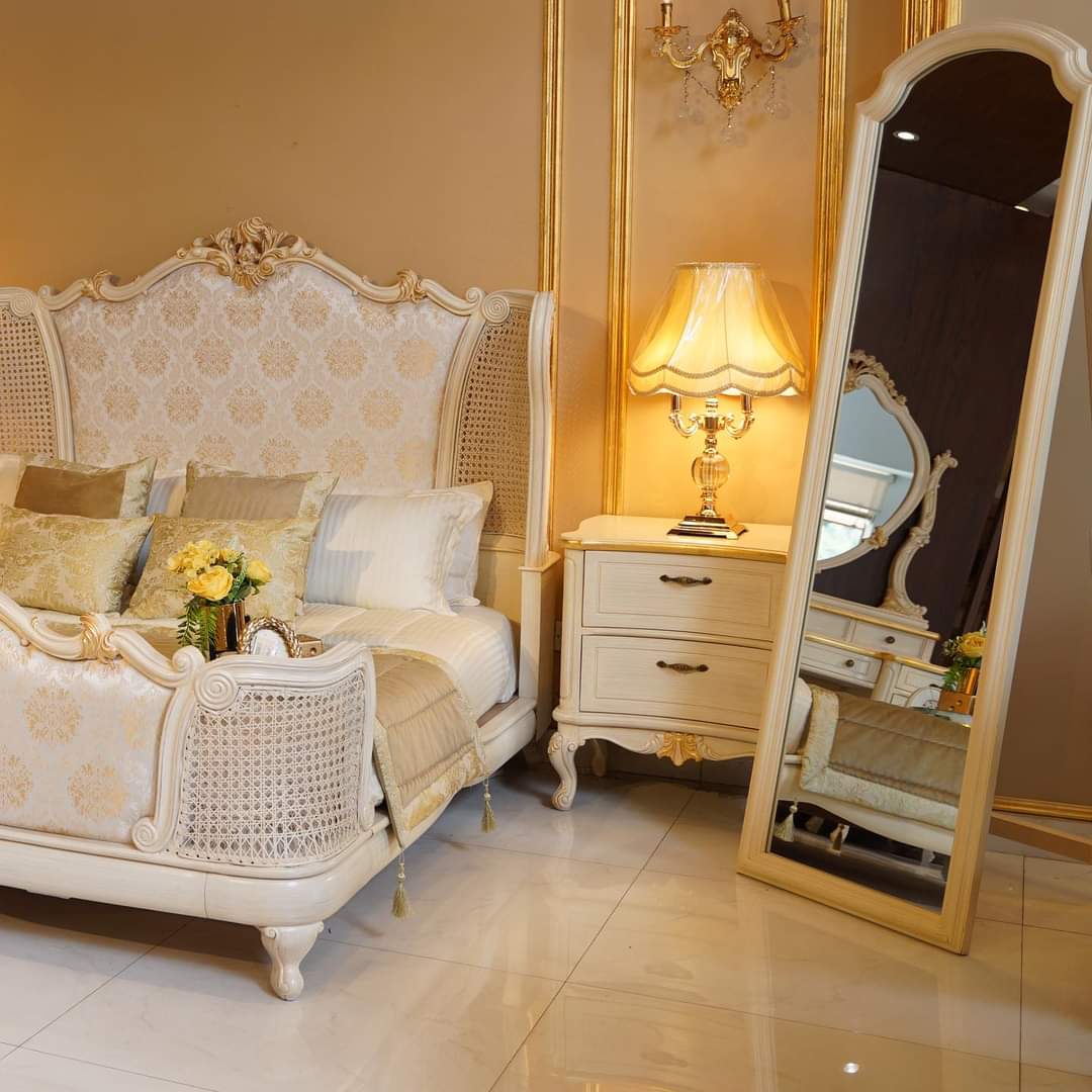 French Gold & White Bed Set