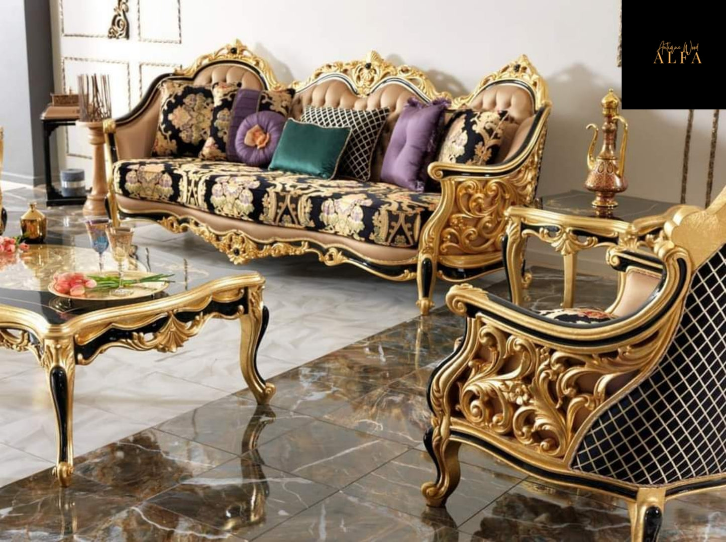 Side Carving Sofa Set